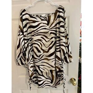 2XL Womens Swim Cover Up Rash guard Animal Print Vacation Resort Stretchy